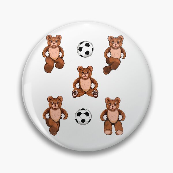 Item preview, Football soccer fan Sporty Sports football playing Bear with soccer ball Kawaii - 5 Cute funny grizzly brown teddy bears designed and sold by Artonmytee.