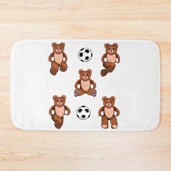 Item preview, Football soccer fan Sporty Sports football playing Bear with soccer ball Kawaii - 5 Cute funny grizzly brown teddy bears designed and sold by Artonmytee.