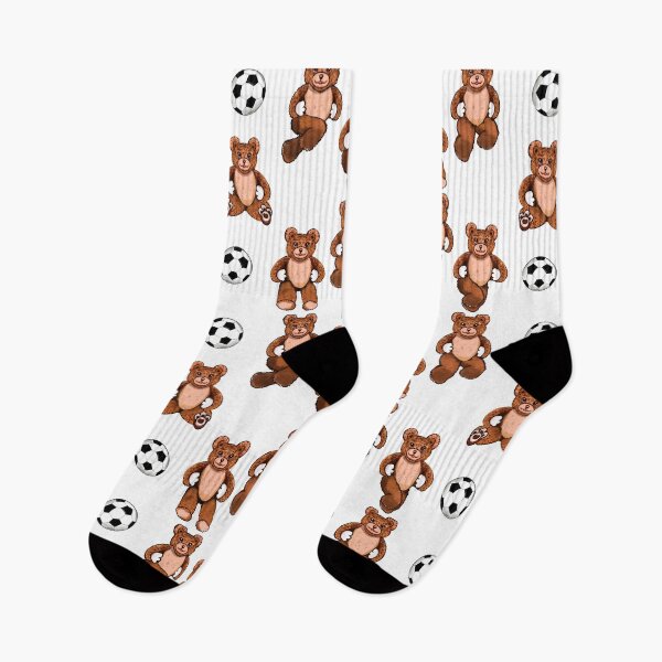 Item preview, Football soccer fan Sporty Sports football playing Bear with soccer ball Kawaii - 5 Cute funny grizzly brown teddy bears designed and sold by Artonmytee.