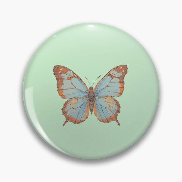 Item preview, Blue & Orange Delicate Butterfly against Soft Beige - Ligne Claire Comic Style Illustration designed and sold by ShroomForge.