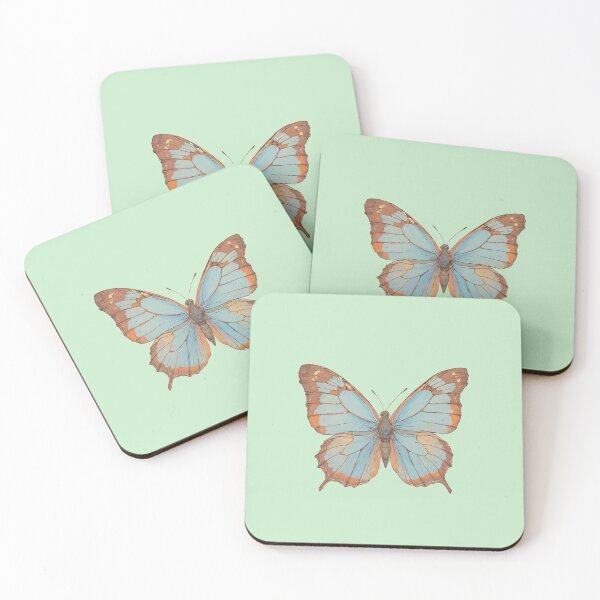 Item preview, Blue & Orange Delicate Butterfly against Soft Beige - Ligne Claire Comic Style Illustration designed and sold by ShroomForge.