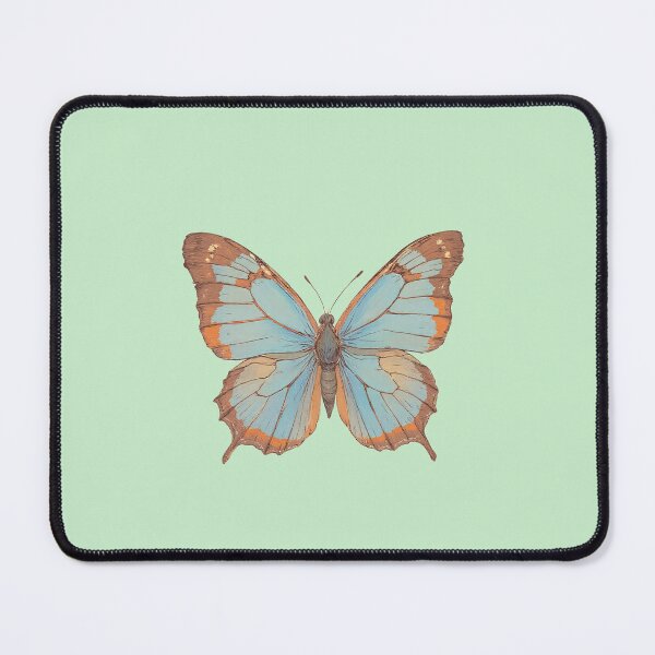 Item preview, Blue & Orange Delicate Butterfly against Soft Beige - Ligne Claire Comic Style Illustration designed and sold by ShroomForge.