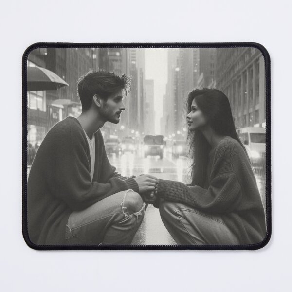 Item preview, Rainy City Romance - Couple Gazing in Stormy Urban Landscape" designed and sold by choder61.