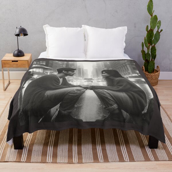 Item preview, Rainy City Romance - Couple Gazing in Stormy Urban Landscape" designed and sold by choder61.