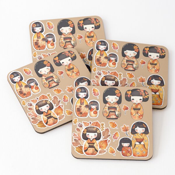 Item preview, Japanese mama and daughter dolls - autumn theme designed and sold by VickyJo111.