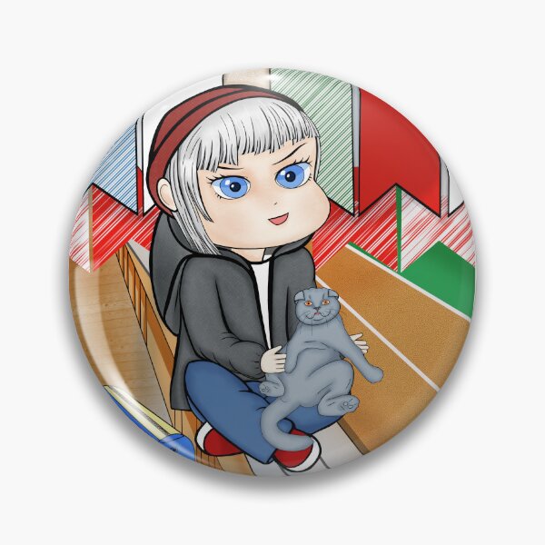Item preview, Cute Chibi Boy with a Cat at the Stadium designed and sold by KateQR.
