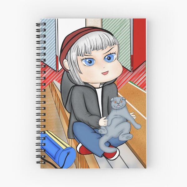 Item preview, Cute Chibi Boy with a Cat at the Stadium designed and sold by KateQR.
