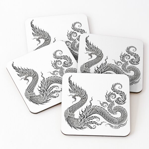 Artikelvorschau, Elegante schwarz-weiße Naga-Kunst - kompliziertes mythisches Design entworfen und verkauft von Dulahon.