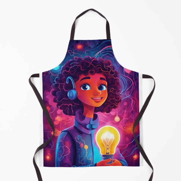 Item preview, Friendly AI Woman Holding Glowing Lightbulb with Vibrant Abstract Brain Wave Background designed and sold by Jasava Shop.