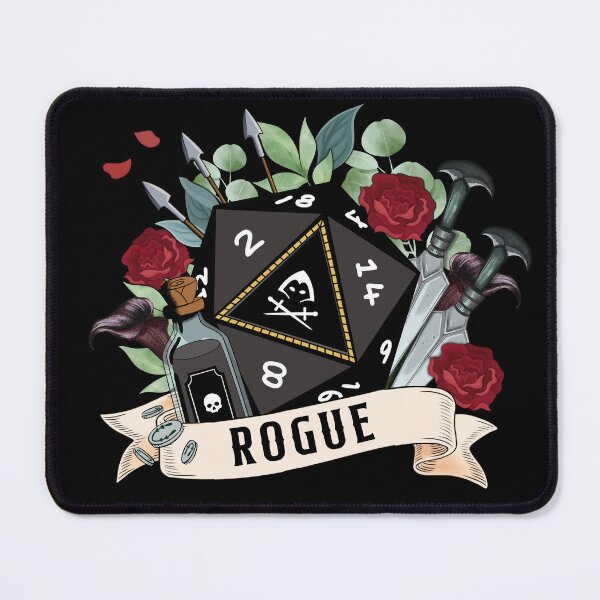 Item preview, DND ROGUE D20 DICE, Sneak Attack: Floral daggers, arrows, silver coins loot and poison designed and sold by DungeonAtelier.