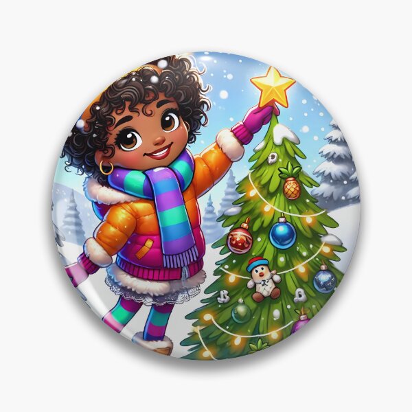 Item preview, Caribbean girl decorating a christmas tree designed and sold by NolineXpression.
