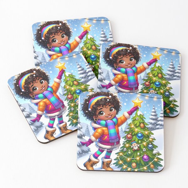 Item preview, Caribbean girl decorating a christmas tree designed and sold by NolineXpression.