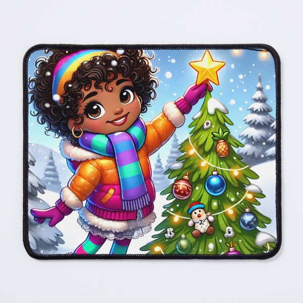 Item preview, Caribbean girl decorating a christmas tree designed and sold by NolineXpression.