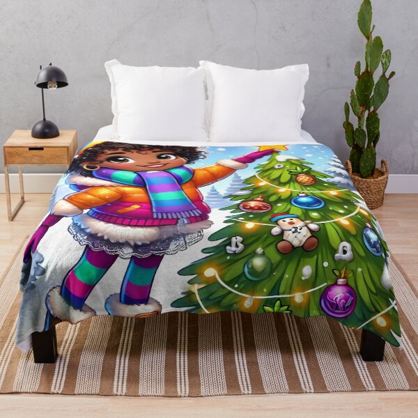 Item preview, Caribbean girl decorating a christmas tree designed and sold by NolineXpression.
