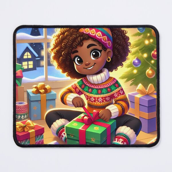 Item preview, Caribbean girl wrapping christmas gifts designed and sold by NolineXpression.