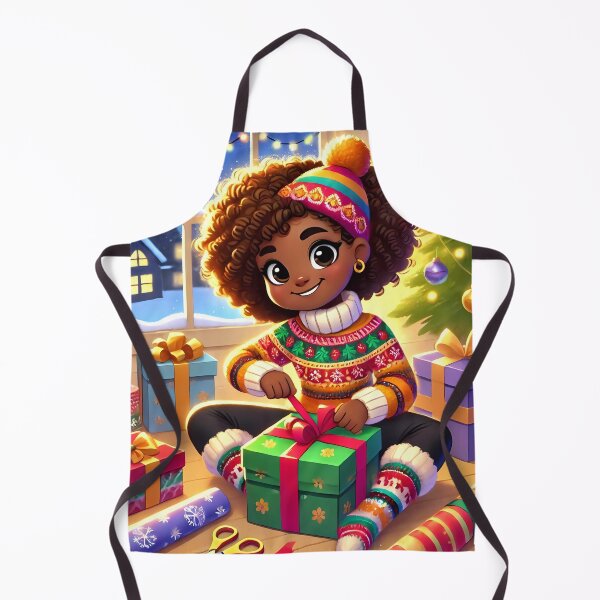 Item preview, Caribbean girl wrapping christmas gifts designed and sold by NolineXpression.