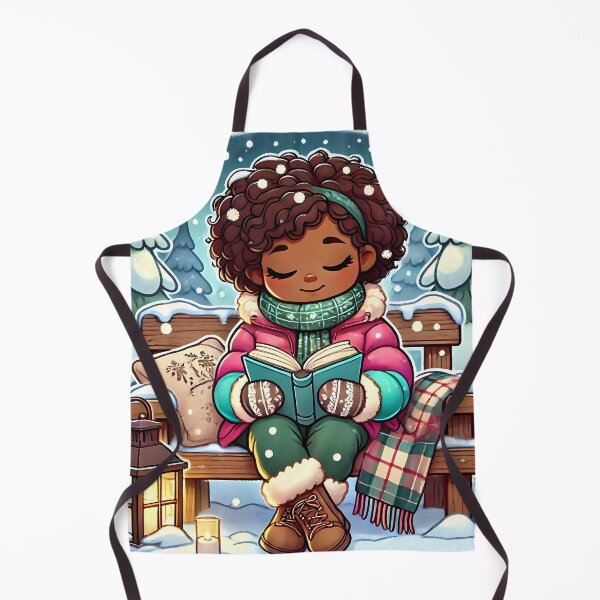 Item preview, Caribbean girl reading in a winter wonderland designed and sold by NolineXpression.
