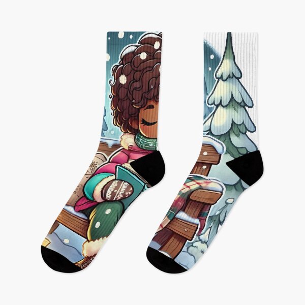 Item preview, Caribbean girl reading in a winter wonderland designed and sold by NolineXpression.
