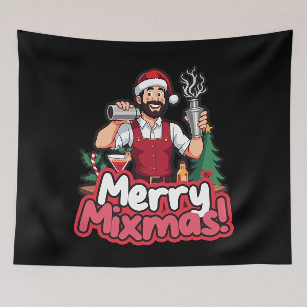 Item preview, Merry mixmas Festive Bartender Christmas Holiday Design designed and sold by SleekVisuals.