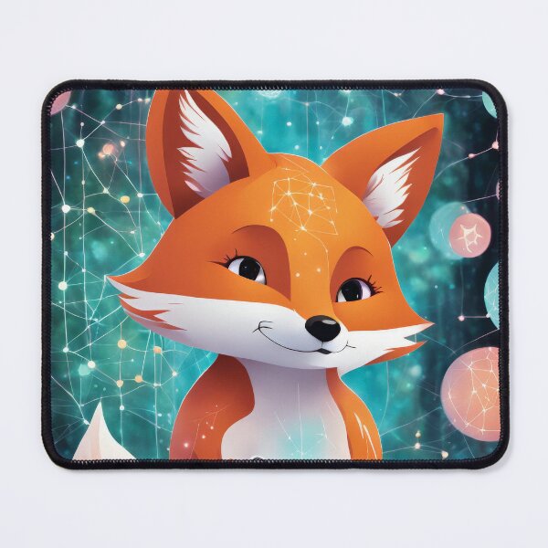 Item preview, Adorable Cartoon Fox with Deep Learning Tablet in Pastel AI Neural Forest designed and sold by Jasava Shop.