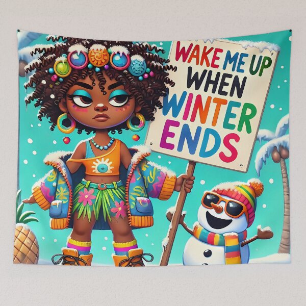 Item preview, Playful caribbean girl waiting for winter to end designed and sold by NolineXpression.