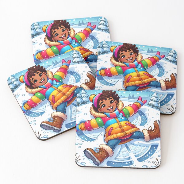 Item preview, Playful caribbean girl making a snow angel designed and sold by NolineXpression.