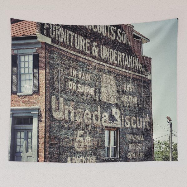 Item preview, Historic Brick Building Art Print - "U Need a Biscuit" Painted Ad designed and sold by FraireDesign.