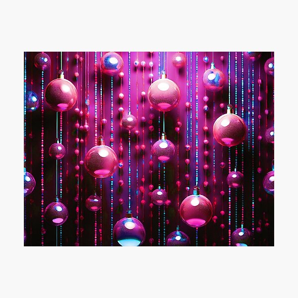Item preview, Christmas ornaments - shiny Christmas tree baubles/ shades of magenta and rose gold .  designed and sold by My-fake-places.