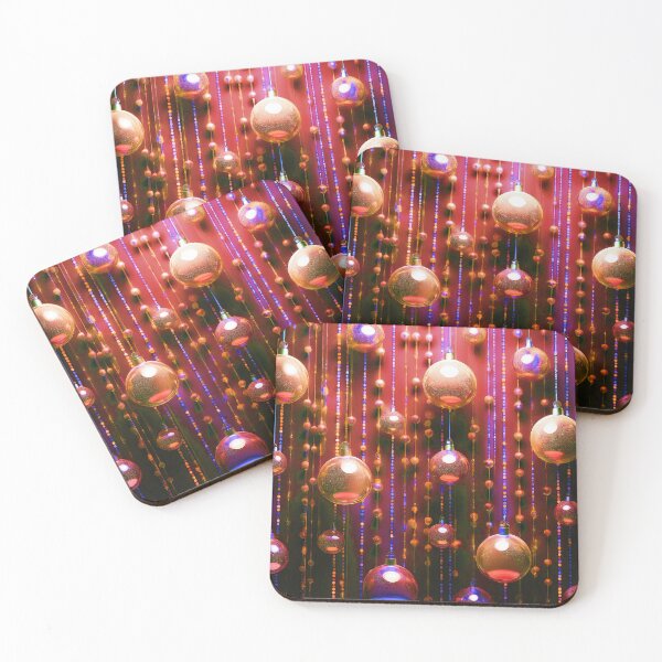 Item preview, Christmas ornaments - shiny Christmas tree baubles/ shades of magenta and  orange gold .  designed and sold by My-fake-places.