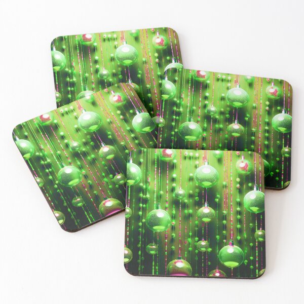 Item preview, Christmas ornaments - shiny Christmas tree baubles/ shades of green and magenta .  designed and sold by My-fake-places.