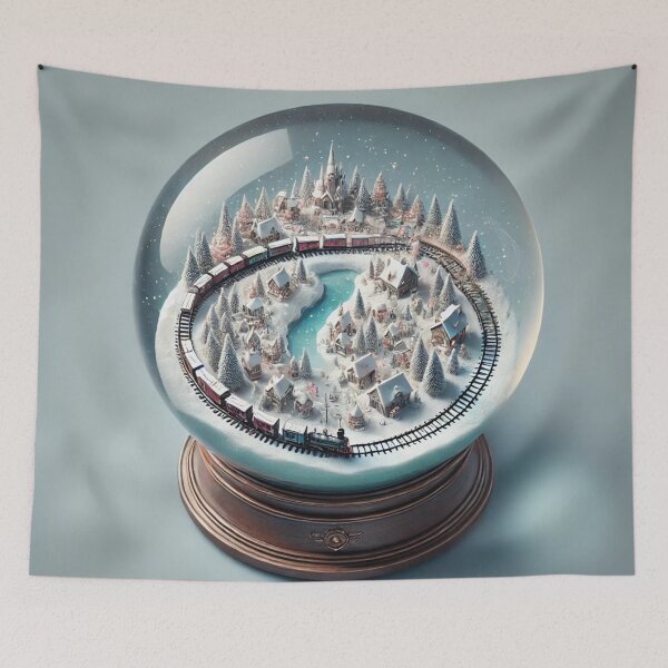 Item preview, Magical Winter Train in a Snow Globe designed and sold by EndOfRainbowArt.