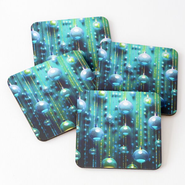 Item preview, Christmas ornaments - shiny Christmas tree baubles/ shades of blue and green.  designed and sold by My-fake-places.
