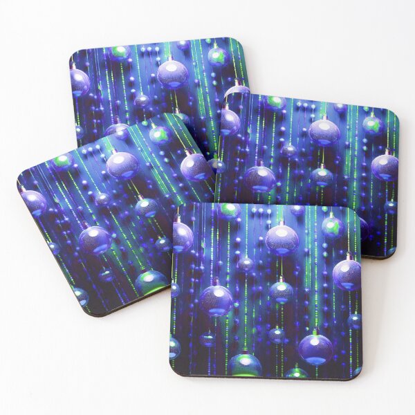 Item preview, Christmas ornaments - shiny Christmas tree baubles/ shades of navy blue and green .  designed and sold by My-fake-places.