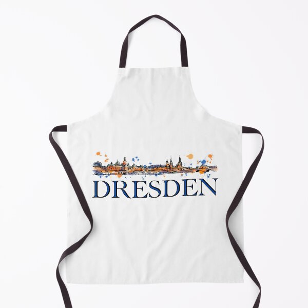 Item preview, Dresden skyline in watercolor blue orange, hand drawn and colored, iconic cityscape of Dresden, Germany, perfect design for lovers of historical cities and artistic skylines designed and sold by Nadja Leutloff.