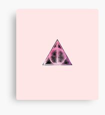 HP Hallows - sand explosion voids with pink watercolors background - wand, cloak , stone Canvas Print