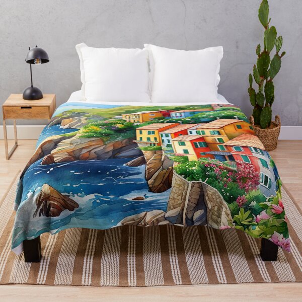 Item preview, Picturesque Watercolor: Cinque Terre Cliffside Beauty Canvas Art designed and sold by ArteeInnovation.