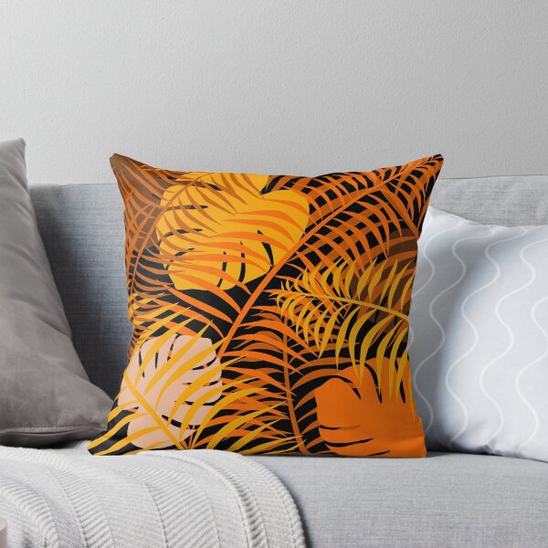Aperçu de l'œuvre Motif de feuilles tropicales orange brûlées créée et vendue par CreativeBridge.