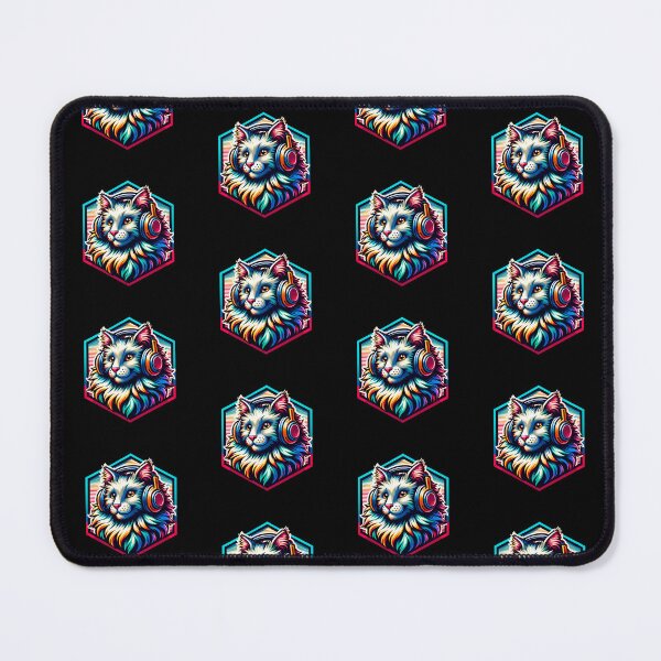 Item preview, LaPerm Cat Listening to Music with Earplugs – Whimsical Feline Art designed and sold by EnchantSticks.