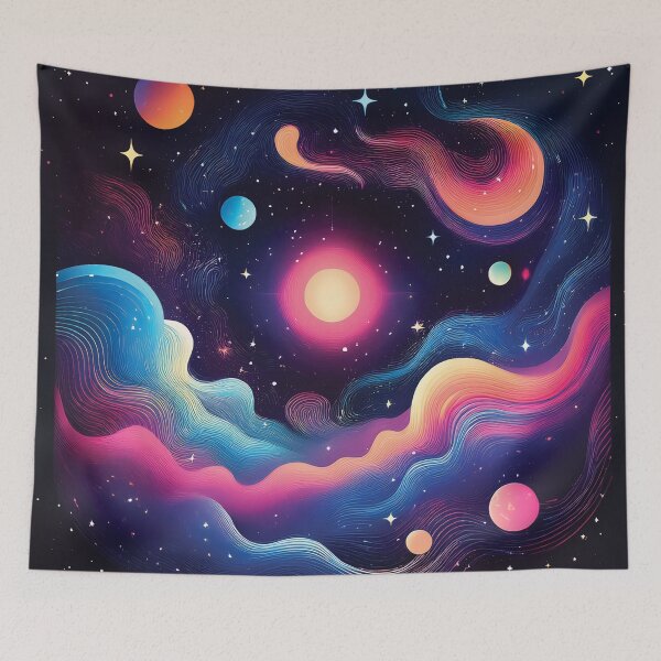 Item preview, A dense cosmic design filled with bright stars and swirling nebulas in vibrant colors.  designed and sold by HEMRO.