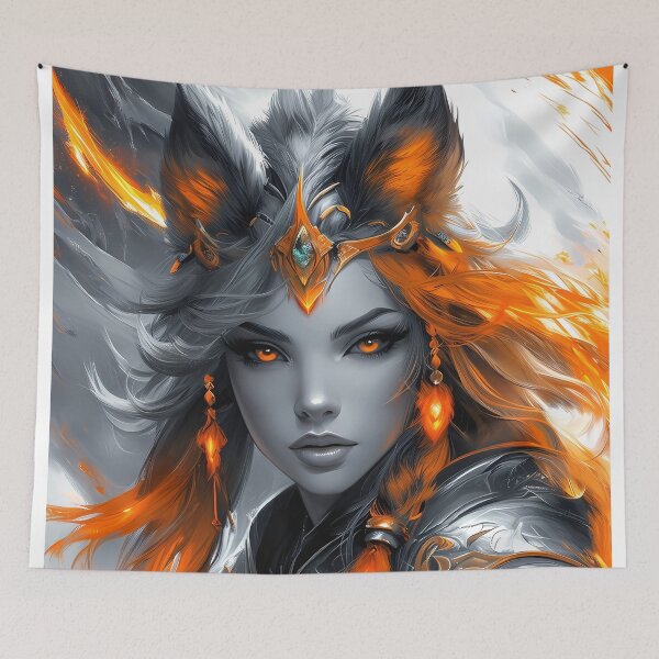 Item preview, Fiery Lyran Warrior Goddess - Futuristic Fantasy Catwomen Portrait designed and sold by MystiqSlav.