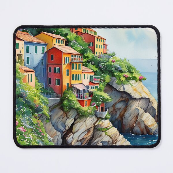 Item preview, Serene Watercolor: Cinque Terre Coastal Elegance Art Print designed and sold by ArteeInnovation.