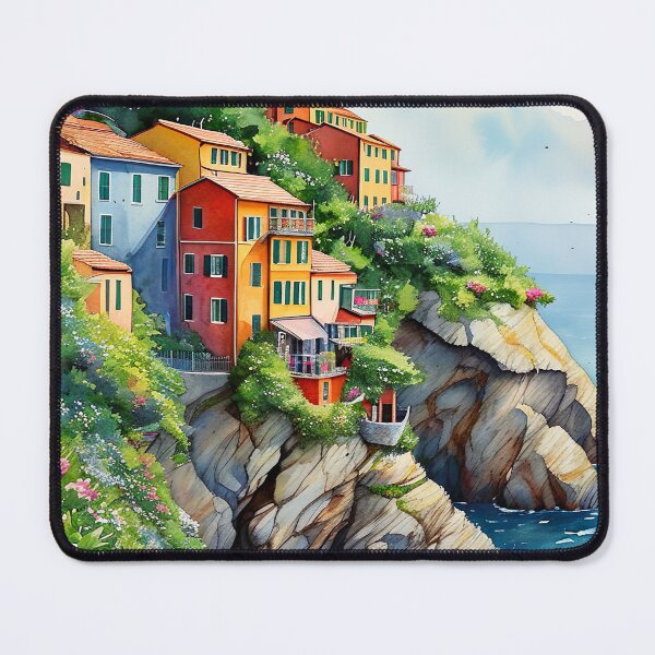 Item preview, Timeless Watercolor: Cinque Terre Cliffside Serenity Art Print designed and sold by ArteeInnovation.