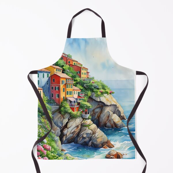Item preview, Timeless Watercolor: Cinque Terre Cliffside Serenity Art Print designed and sold by ArteeInnovation.