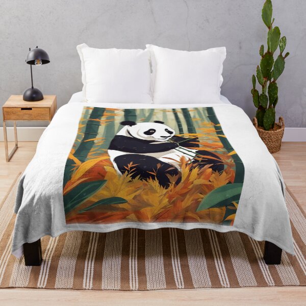 Item preview, Pandas Eating Bamboo in Autumn Forest: Tranquil Wildlife Scene in Nature designed and sold by Jasava Shop.