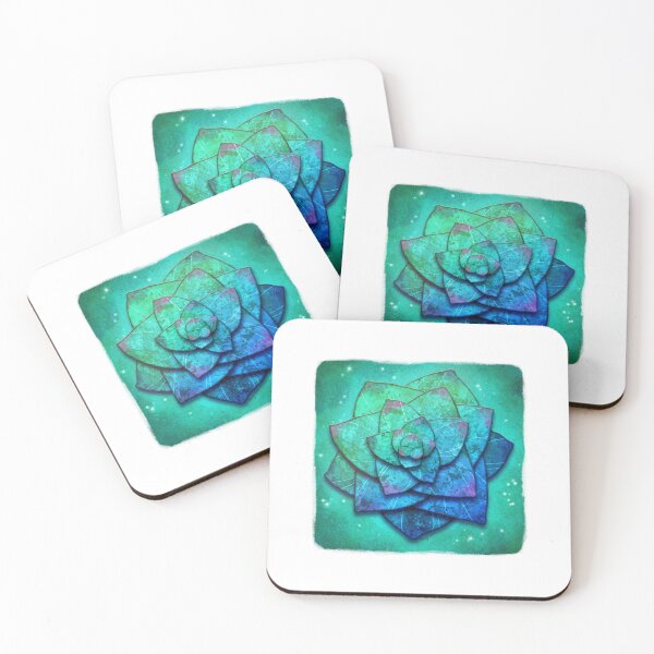 Item preview, Succulent, cute, beautiful, green, aquamarine, teal, dark blue, plant, pretty, illustration, art, leaf, leaves designed and sold by Brittany Barry Art.