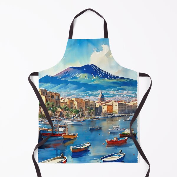 Item preview, Vibrant Watercolor: Naples Waterfront with Mount Vesuvius designed and sold by ArteeInnovation.