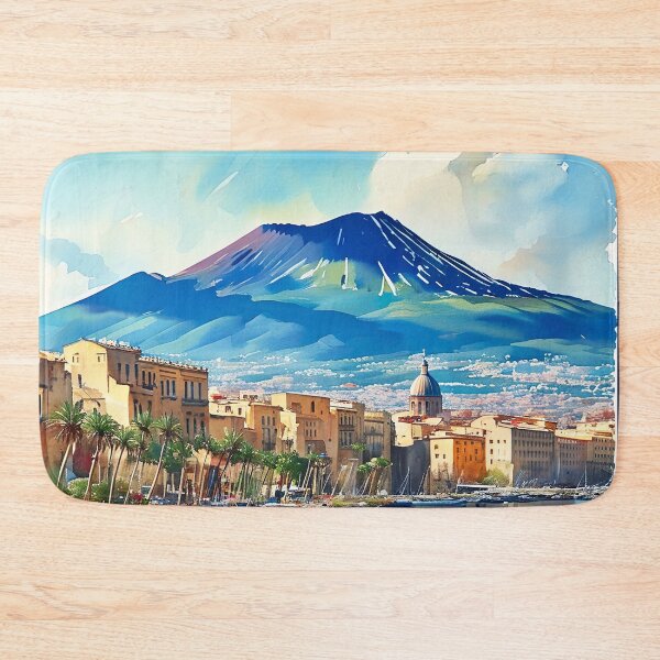 Item preview, Vibrant Watercolor: Naples Waterfront with Mount Vesuvius designed and sold by ArteeInnovation.