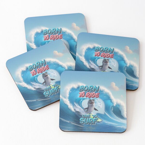 Item preview, Born to Ride, Live to Surf - Surfing Dolphin Design designed and sold by AleksKos.
