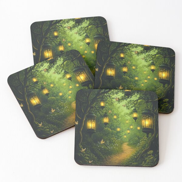 Item preview, Enchanted Forest Pathway – Magical Lanterns and Glowing Butterflies designed and sold by Creet-Design.