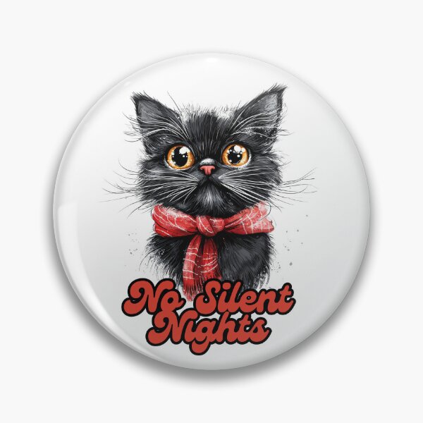 Item preview, Funny Cat. No Silent Nights: Black Cat with Red Scarf Christmas Illustration designed and sold by Halina-il.